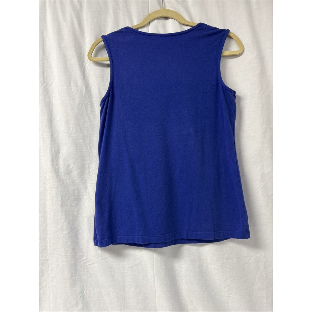 Designers Originals Tank Top Women’s Size Small Blue 3-D Ruffle Front Neckline - Picture 3 of 12